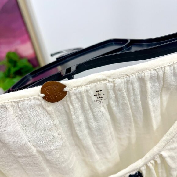 FP One Women's Boho Peasant Embroidered Top in Ivory Size M - Picture 6 of 8